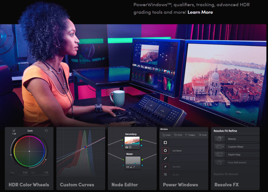 Woman editing with Davinci Resolve