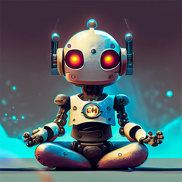 a robot meditating