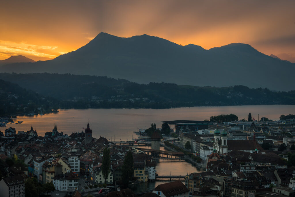 after sunset at lake Lucerne