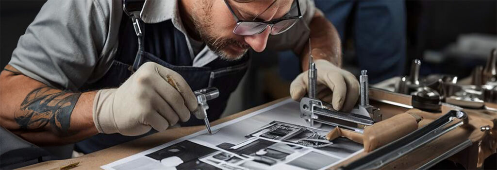 a man working on a photo